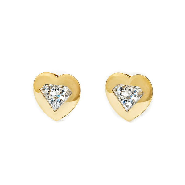 Boucles d'Oreilles Cœur Zircone Or Jaune 9 Carats