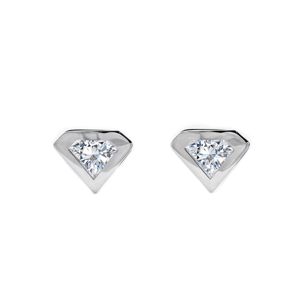 Boucles d'Oreilles Diamant Zircone Or Blanc 9 Carats