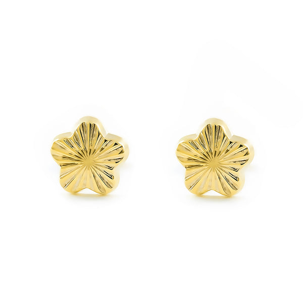 Boucles d'Oreilles Bebe Fille Enfant marguerite fleur Or Jaune 9 Carats