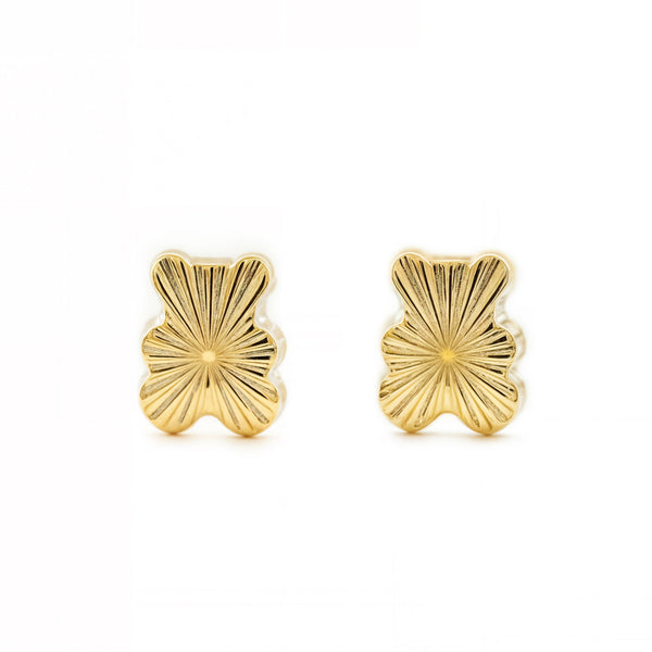 Boucles d'Oreilles Bebe Fille Enfant Ours Or Jaune 9 Carats