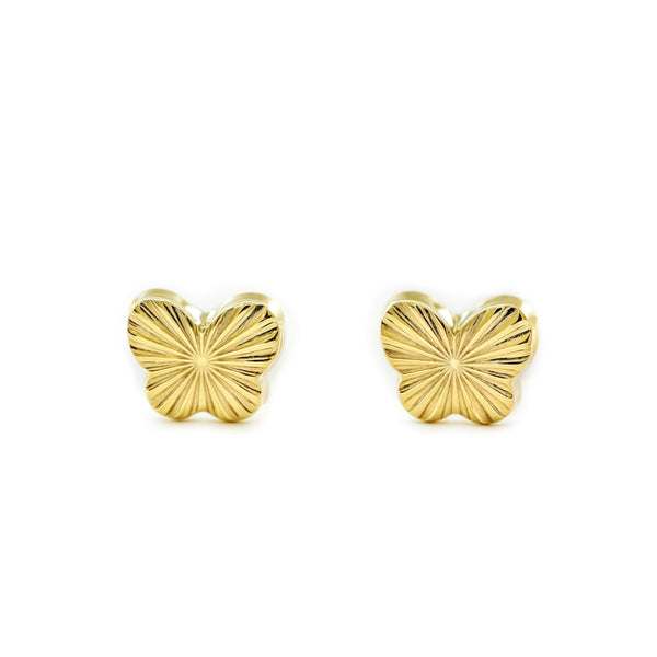 Boucles d'Oreilles Bebe Fille Enfant Papillon Or Jaune 9 Carats