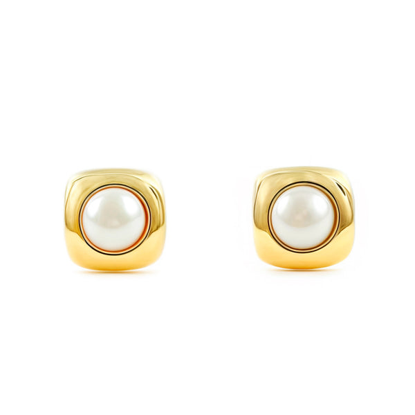 Boucles d'Oreilles Bebe Enfant Carre Perle 3 mm Or Jaune 9 Carats