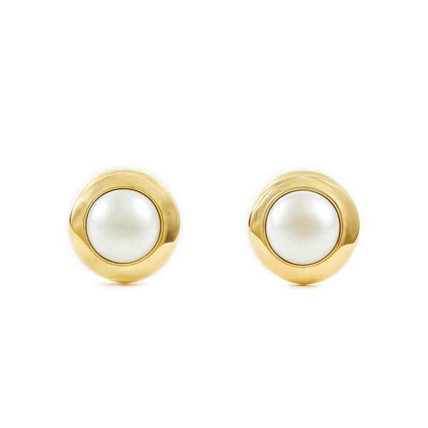 Boucles d'Oreilles Bebe Fille Enfant Perle 3 mm Or Jaune 9 Carats