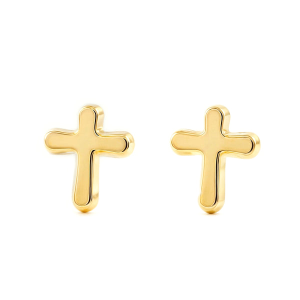 Boucles d'Oreilles Croix Or Jaune 18 Carats