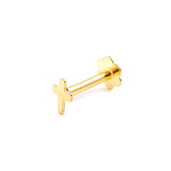 Piercing en Or Jaune 9K Cartilage Croix Brillant