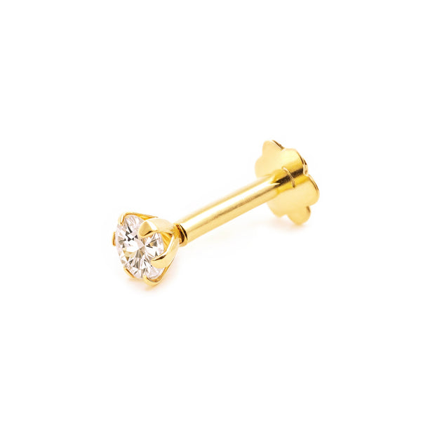 Piercing en Or Jaune 9K Cartilage Zircone 3 mm Brillant