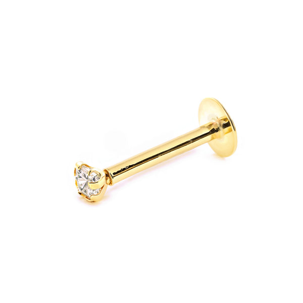 Piercing en Or Jaune 9K Lèvre Carree Zircone Brillant