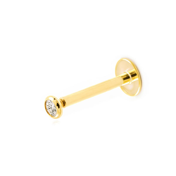 Piercing en Or Jaune 9K Lèvre Cône Zircone Brillant
