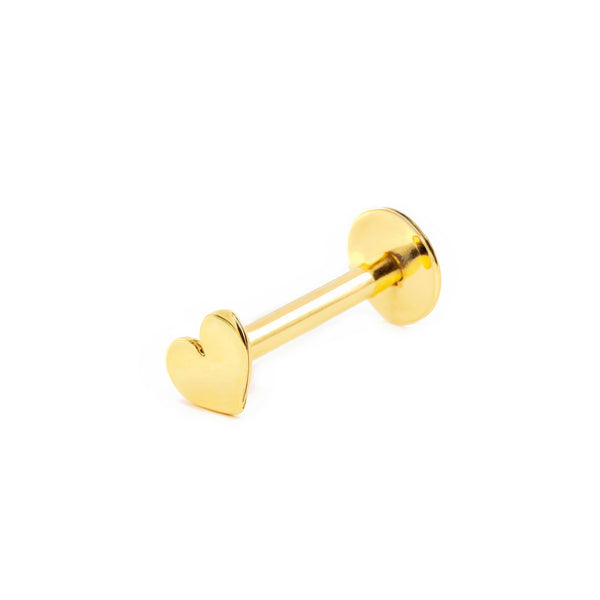 Piercing en Or Jaune 9K Lèvre Cœur Brillant