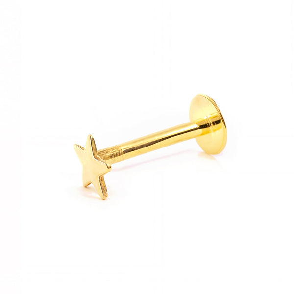 Piercing en Or Jaune 9K Lèvre Étoile Brillant