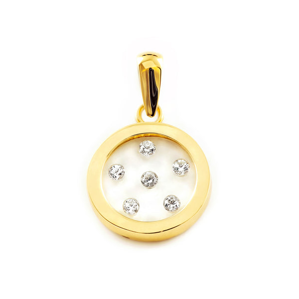 Pendentif Fleur Zircone Or Jaune 9 Carats brillant