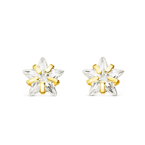 Boucles d'Oreilles Fille Enfant Étoile Zircone Or Jaune 18 Carats