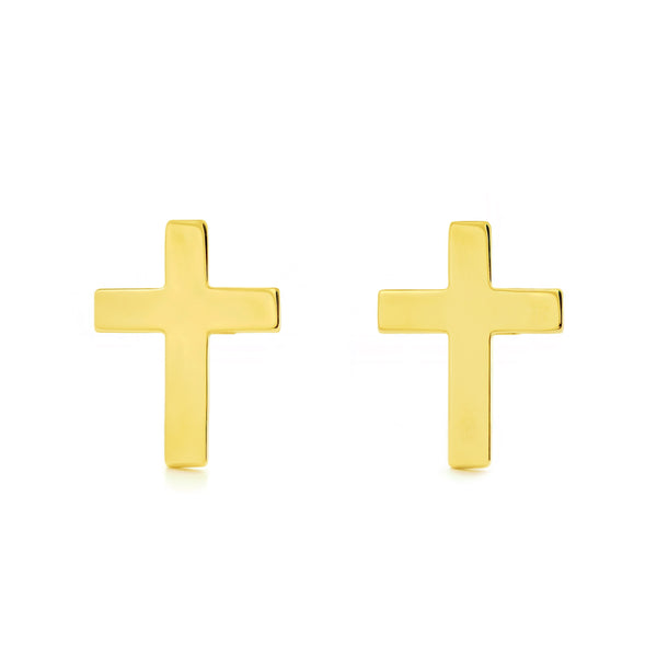 Boucles d'Oreilles Croix Or Jaune 9 Carats