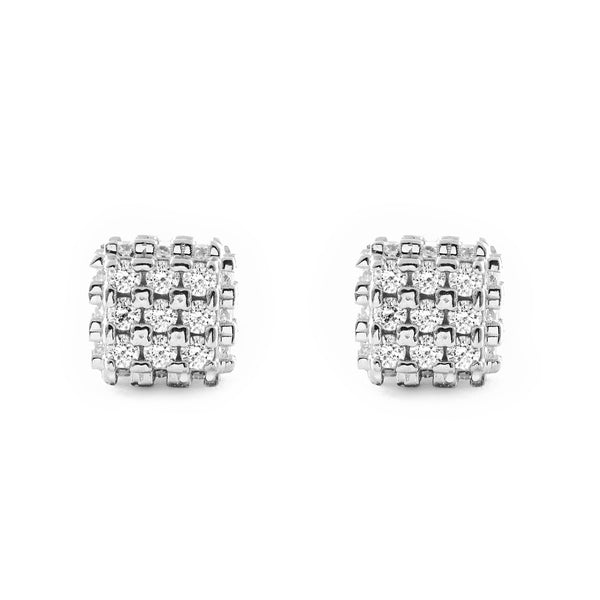 Boucles d'Oreilles Zircone Or Blanc 9 Carats