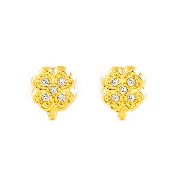 Boucles d'Oreilles Zircone Or Jaune 9 Carats