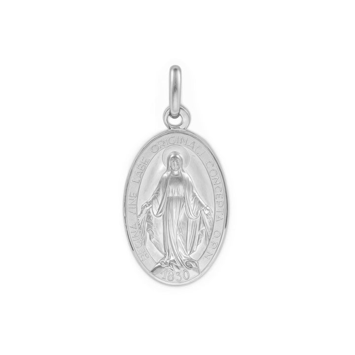 Medalla Niña Mujer Plata 925 Oval Milagrosa Mate y Brillo