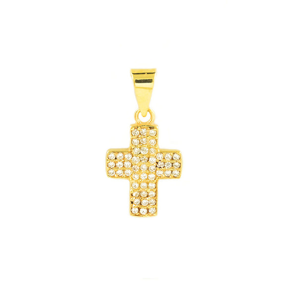 Croix Or Jaune 9 Carats Zircone Brillant 14 x 9 mm