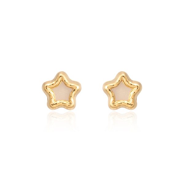 Boucles d'Oreilles Enfant Étoile Nacre Or Jaune 9 Carats