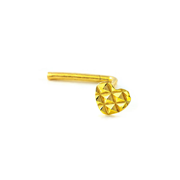 Piercing Nez Coeur Sculpté Or Jaune 9 Carats