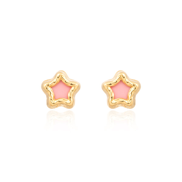 Boucles d'Oreilles Enfant Étoile Nacre Or Jaune 9 Carats