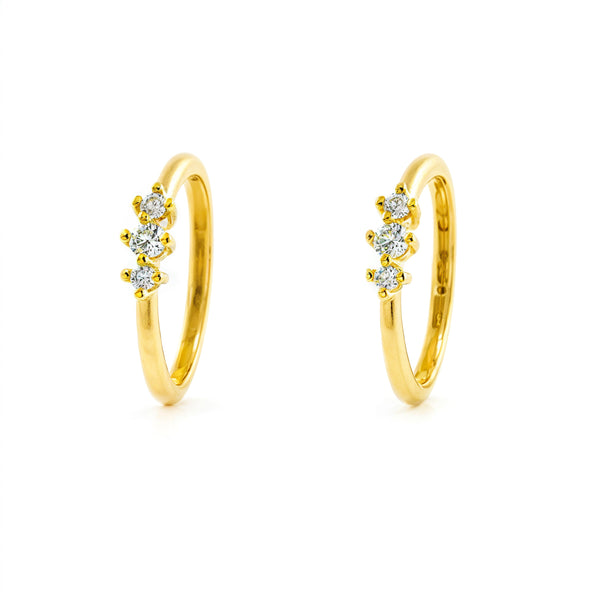 Boucles d'Oreilles Femme Zirconium Or Jaune 9 Carats Créole Ronde 12 x 2.5 mm