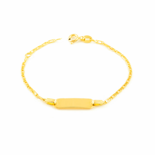 Bracelet Enfant Or Jaune 18 Carats Personnalisé Esclave Oeil de Perdrix Brillant 14 cm