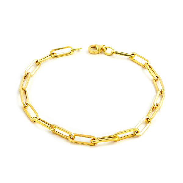 Bracelet Femme Fantaisie Ovale Brillant Or Jaune 18 Carats 19 cm