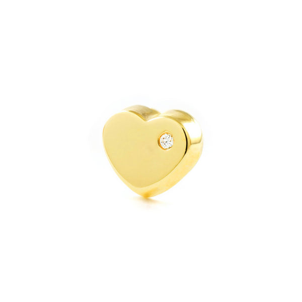 Piercing en Or Jaune 9K Cartilage Coeur Zircone Brillant