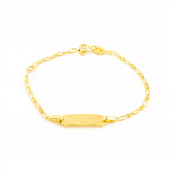 Bracelet Enfant Or Jaune 18 Carats Personnalisé Esclave Ancre Brillant 14 cm