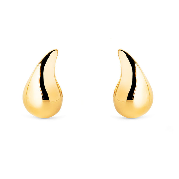 Boucles d'Oreilles Femme Or Jaune 9 Carats Lisse Goutte Brillant