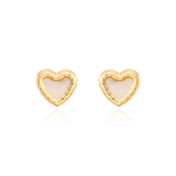 Boucles d'Oreilles Enfant Coeur Nacre Or Jaune 9 Carats