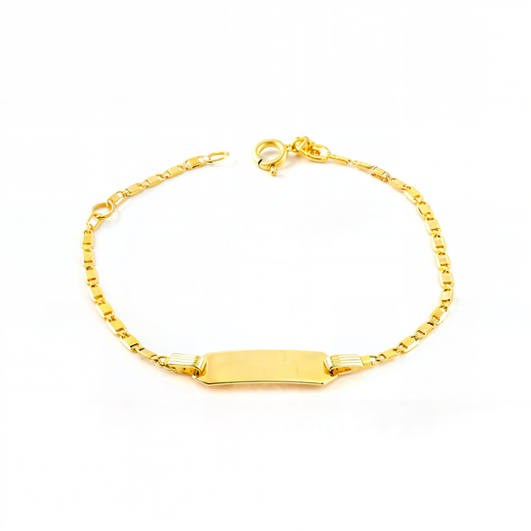 Bracelet Enfant Or Jaune 18K Personnalisé Esclave Valentino Brillant 14 cm