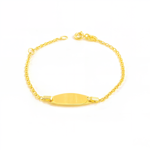 Bracelet Enfant Or Jaune 9K Personnalisé Esclave Ancre Brillant 14 cm