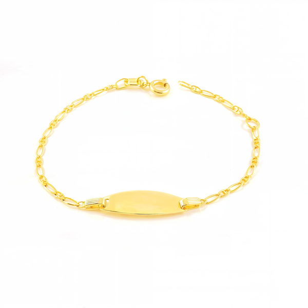 Bracelet Enfant Or Jaune 18 Carats Personnalisé Esclave Ancre Brillant 14 cm