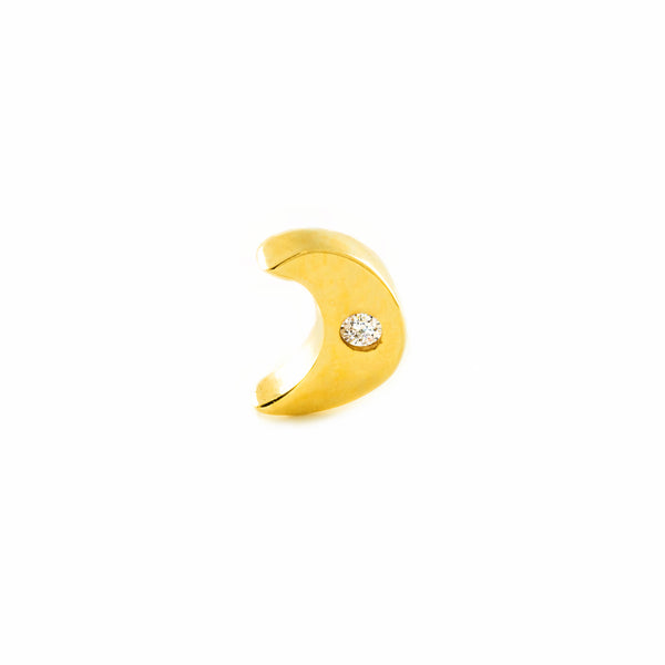 Piercing en Or Jaune 9K Cartilage Lune Zircone Brillant