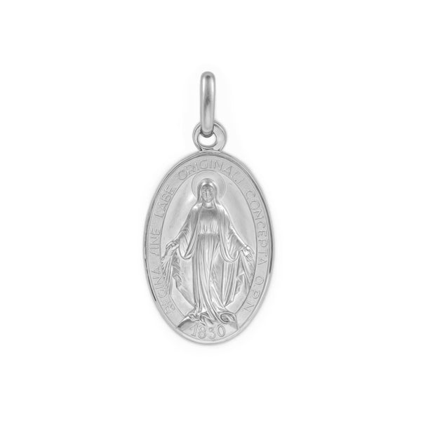 Medalla Niña Mujer Plata 925 Oval Milagrosa Mate y Brillo