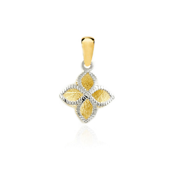 Pendentif Croix Or Bicolore 9 Carats mat et brillant