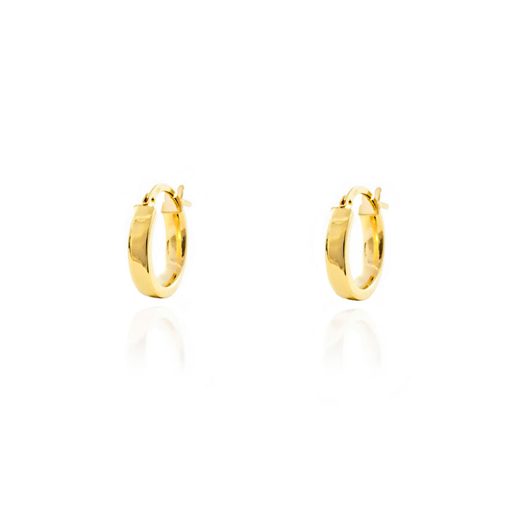 Pendientes Oro Aro liso rectangular 13.5x3 mm