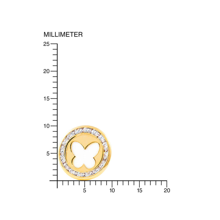 Pendientes Oro Niña Redondo mariposa nacar cerco circón (9kts)