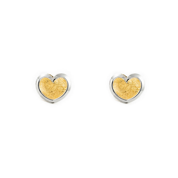 Boucles d'Oreilles Fille Enfant Cœur Or Bicolore 9 Carats