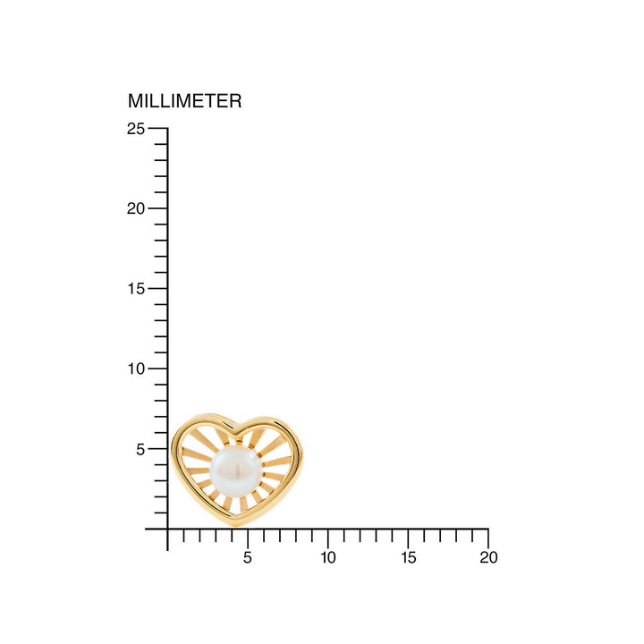Pendientes Oro Niña Corazón Calado con Perla (9kts)