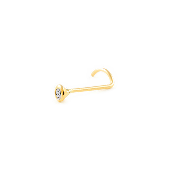 Piercing en Or Jaune 9K Nez Cône Zircone 2 mm Brillant