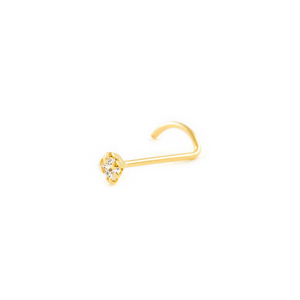 Piercing en Or Jaune 9K Nez Carre Zircone Brillant