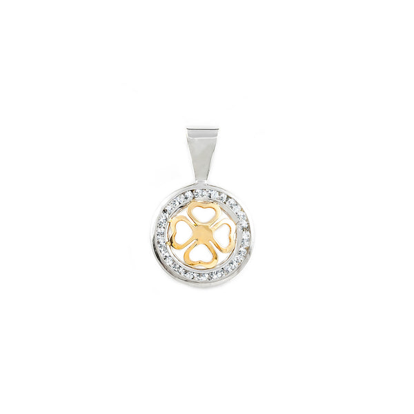 Pendentif Cœur Zircone Or Bicolore 9 Carats brillant