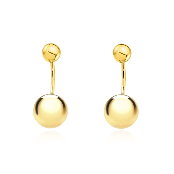 Boucles d'Oreilles Double boule Or Jaune 9 Carats