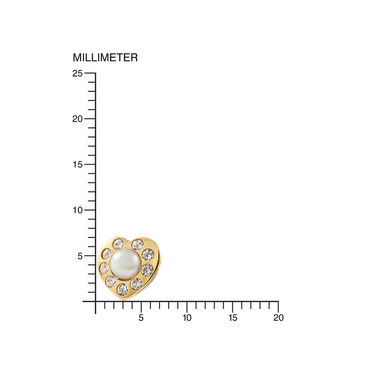 Pendientes Niña Oro Amarillo Corazon con Circonitas y centro perla