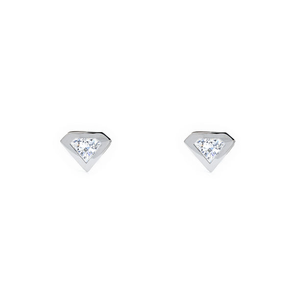 Boucles d'Oreilles Diamant Zircone Or Blanc 9 Carats