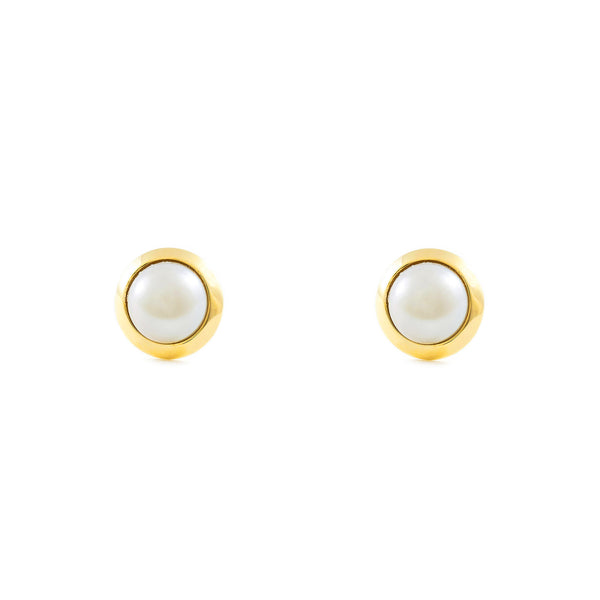 Boucles d'Oreilles Perle 6 mm Or Jaune 9 Carats