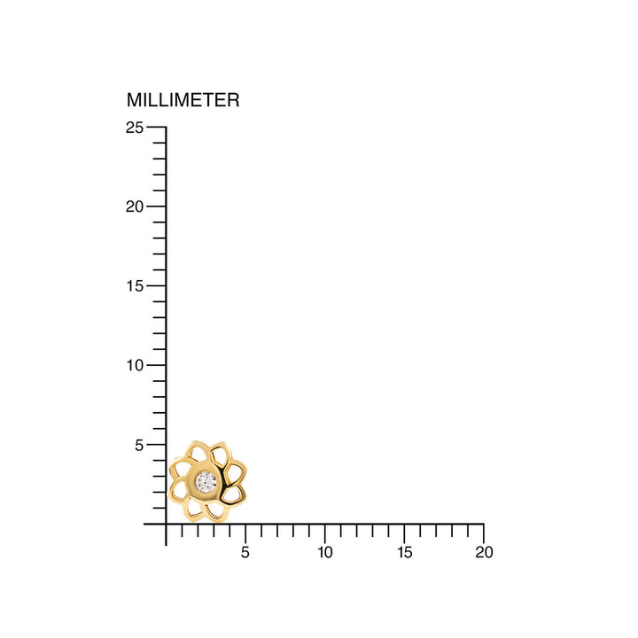 Pendientes bebe o niña Oro Flor calada con circonita (9kts)