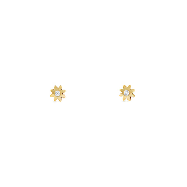 Boucles d'Oreilles Bebe Enfant Sol Zircone Or Jaune 9 Carats